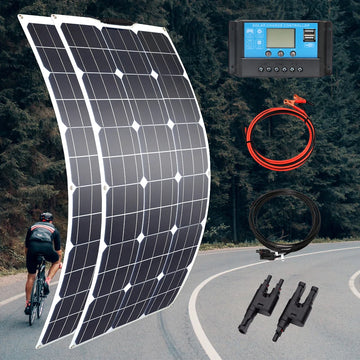 Flexible Solar Panel kit complete Module Cell 18V 100w 200w 300w 400w Controller for RV/Boat/Car/Home 12 V / 24V Battery Charger