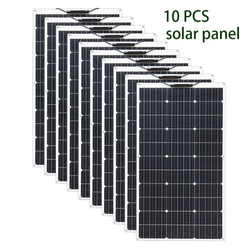 1PCS ~10PCS 100W 18V Solar Panel 100 W 200W 300W 400w 500w 800w 1000w Monocrystalline Flexible Paneles Solares 12V/24V Battery