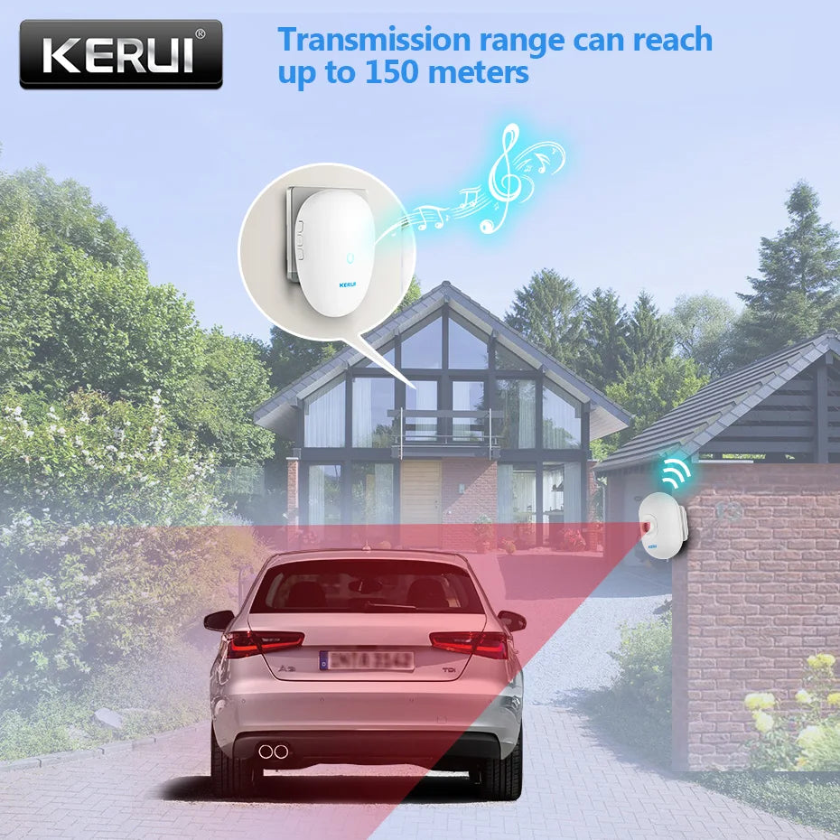 KERUI Driveway Alarm Systems Smart Home Waterproof Motion Sensor Welcome Doorbell Car Garage Security Signal Device For House
