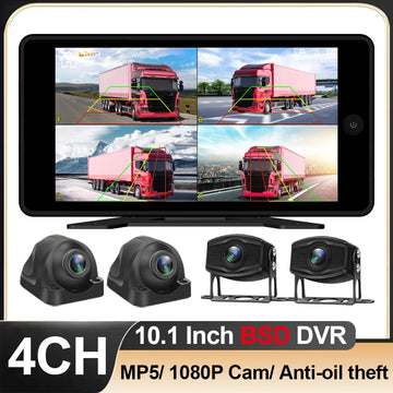 4CH 10.1" Touch Screen Vehicle DVR Anti-Oil theft BSD MP5 With 1080P AHD Starlight Night Backup Camera Monitor Kit For Truck Bus
