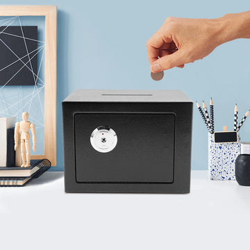 Coin-Operated Design Small Safe Box Small with 3pcs Mechanical Keys and 110° Opening Angle For Home & Office Security