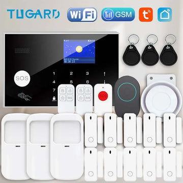 Multi-function Alarm System for Home Security with GSM WiFi Host, Smart Life App Control and Emergency SOS Button