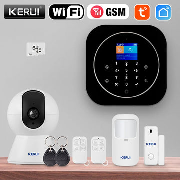 KERUI GSM/WiFi Alarm System Complete Set with Alarm Siren Home Alarm System with Window Door Sensor Motion Sensor Tuya Smart G12