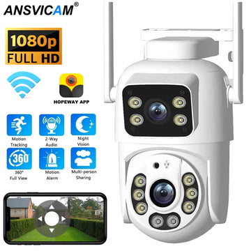 1080P IP Camera Dual Lens WIFI Dual Screen 720P Motion Detection Outdoor CCTV Security Protection Video Surveillance Hopeway APP