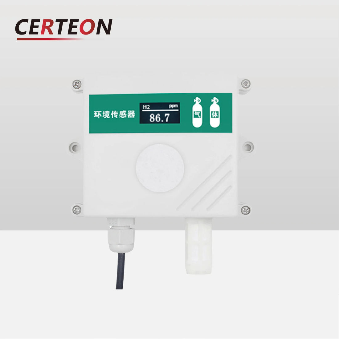 Wall Mounted H2 Sensor Hydrogen Gas Detector RS485 Transmitter with Temperature Humidity Monitor for Industrial Safety Alarm