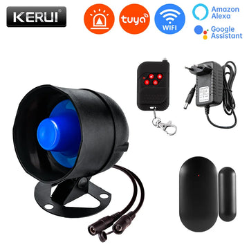 KERUI 120db Siren Alarm Tuya Smart WiFi Loudly Speaker Alarm System with Door Window Sensor Burglar for Home Security