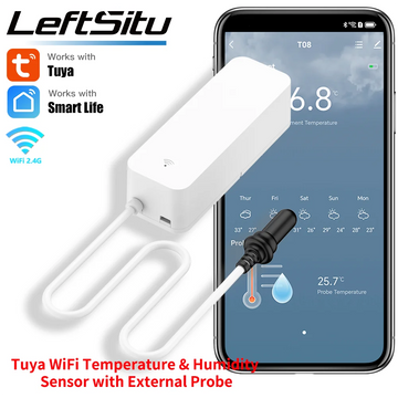 Tuya WiFi Temperature Humidity Sensor With External Probe for Smart Home Hygrometer APP Monitoring For Plants Aquarium Winery