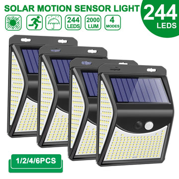 244 LED Solar Light Outdoor 4 Modes Motion Sensor PIR Wall Light Waterproof Solar Lamp Solar Powered Garden Focos Solares