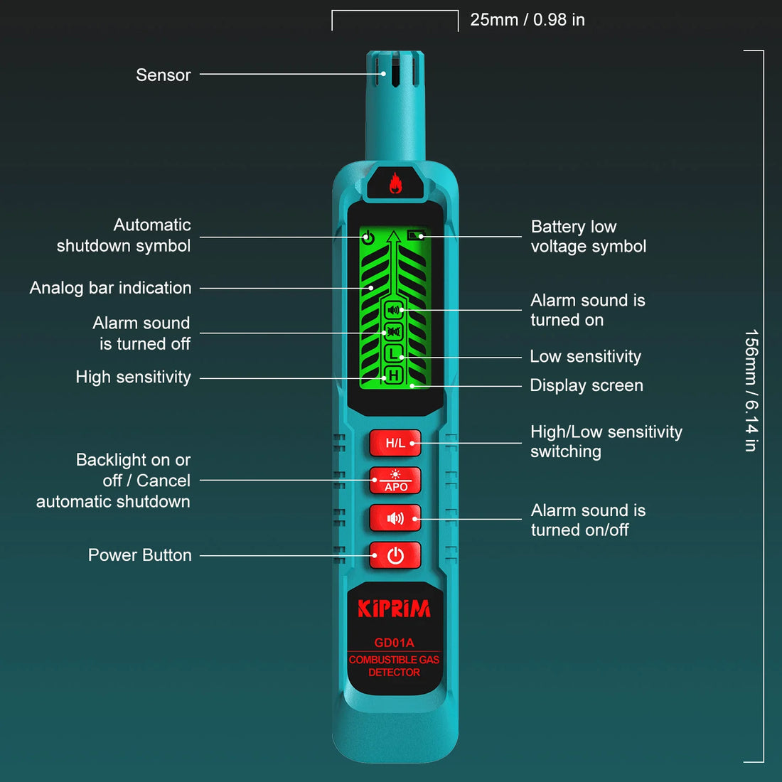 Kiprim Portable Gas Leak Detector Natural Gas Detector Combustible Gas Detector With Audible And Visual Alarm Gas Sniffer Test