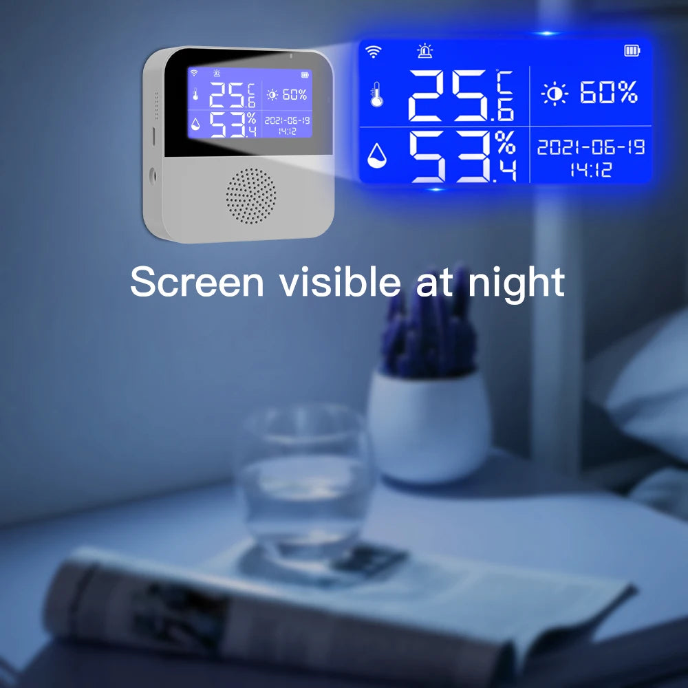 Tuya Wifi Temperature Humidity Sensor Alarm Smart Home Indoor Outdoor Thermometer Detector For Plant Aquarium Support Alexa