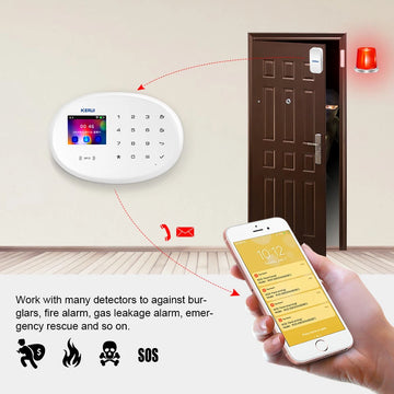KERUI W202 Tuya WIFI Wireless Alarm System for Home Burglar Security 433MHz GSM Alarm House App Control with ALexa