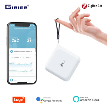 GIRIER Tuya ZigBee Temperature Humidity Sensor Smart Hygrometer Indoor Thermometer Works with Alexa/Hey Google/Home Assistant