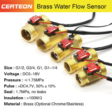 Brass Water Flow Sensor Hall Effect Flow Meter Liquid Flow Rate Sensor Brass Flow Switch Digital Monitoring Detector