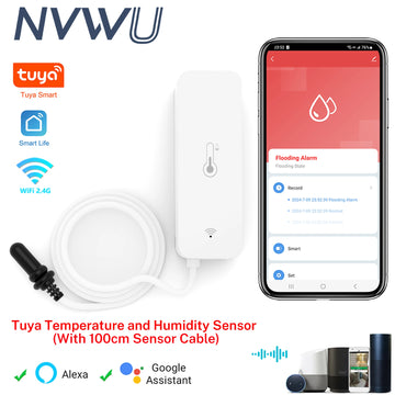 Tuya WiFi Temperature Humidity Sensor With External Probe for Smart Home Hygrometer APP Monitoring For Plants Aquarium Winery