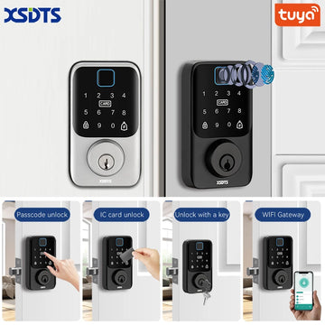XSDTS Entry Smart Door Lock IC Card Key/Password/Fingerprint Tuya Smartlife APP Unlock Front Door Smart Lock Deadbolt