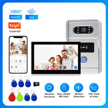 Tuya 7'' WiFi Video Intercom for Gate/Home, 1080p Waterproof Outdoor Camera with Night Vision, 2-Way Audio & Remote Unlock Smart