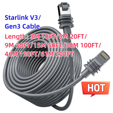 Starlink Version3 Generation Extension Cord 3M 6M 15M 30M 46M 61M Gigabit Ethernet RJ45 Router Cable For Starlink Satellite Gen3