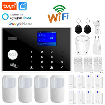 Wifi GSM Alarm System Home Wireless Security Burglar Alarm Kit Door Open Motion Sensor Smart Life Tuya App Control Suit Alexa