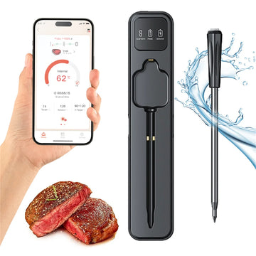 Wireless Smart Meat Thermometer with Bluetooth Long Range Measures Internal & Ambient Temp for BBQ Oven Grill Kitchen Rotisser