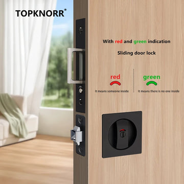 Pocket Door Indication Sliding Door Lock Bathroom Bathroom Red and Green Indicator Lock Wooden Door Embedded Hidden Handle Home