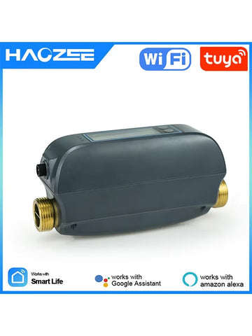 Haozee Tuya Smart WiFi Water Shutoff Valve Water Flow Rate And Water Meter Shut On/Off Remote Control Real Time Display