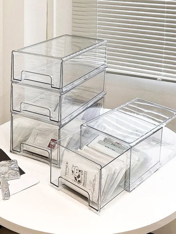 Desktop Pull-out Bathroom Storage Box Pillbox Storage Rack Medicine Box Multi-layer DIY Stackable Transparent Visual Make-up Box