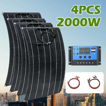 flexible solar panel, 500-2000W 12-48V battery charger solar panel kit; Suitable for RVs, yachts, home campers, rooftops