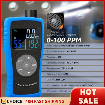 Ammonia Gas Meter Detector, NH3 Gas Monitor Sensor with Range 0-100 ppm & 0.1ppm Resolution, Portable Air Quality Detector