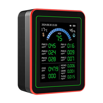 18in1 Highly Sensitive Air Quality Monitor For Formaldehyde CO2 Sensor PM2.5 /TVOC /HCHO/ Household Gas Detector DC5V/1A