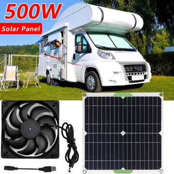 500W Solar Panel Powered Fan 10 Inch Ventilator Solar Exhaust Fan For Pet Poultry House Greenhouse RV Roof Solar Exhaust Fan12V