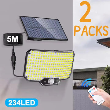 1-2Pcs Solar Light Outdoor Super Bright Motion Sensor Solar Strong Power 234LED Garden Wall Lamp IP65 Waterproof 3 Working Mode