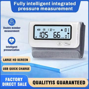 Blood Pressure Monitor, Attached Universal Upper Arm Cuff, Digital LCD Display, Charger Cable and Carrying Case Included