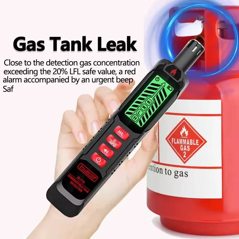New Gas Leak Detector Combustible Natural Co2 Flammable Alcohol LPG Methane Analyzer Rechargeable Buzzer Alarm PPM LEL Tester