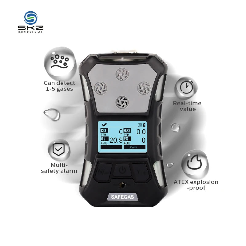 SKZ2054C ATEX Certificated Portable 4 in 1 Multi Gas Detector with Pump H2S O2 CO CH4 Gas Detector For Coal Mines