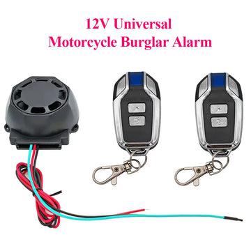 12V Universal Motorcycle Burglar Alarm 125dbB Anti-theft Vibration Alarm Remote Control Car Searching Adjustable Sensitivity