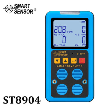 Digital 4 in 1 Gas Detector Oxygen O2 Hydrogen Sulfide H2S Carbon Monoxide CO Combustible Gas LEL Gas Monitor Multi Gas Analyzer