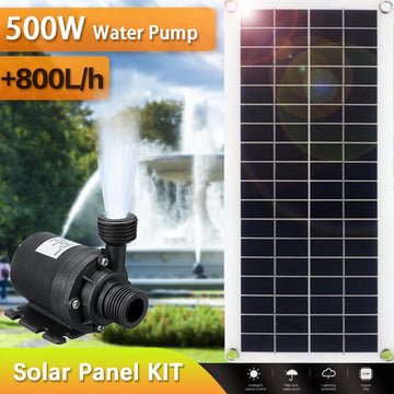 500W 800L/H WaterPump With 100W Solar Panel Ultra-quiet Submersible Water Pump Motory Fish Pond Garden Fountain Decoration