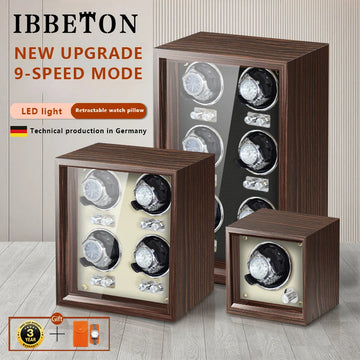 IBBETON Luxury Wood Watch Winder High-End 2 4 6 Slots Automatic Watches Box With Mabuchi Mute Motor Watch Cabinet Clock Storage