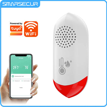 SMARSECUR WiFi Hygrometer Thermometer Indoor,Wireless Smart Temperature Humidity Monitor With Smart Life App Notification