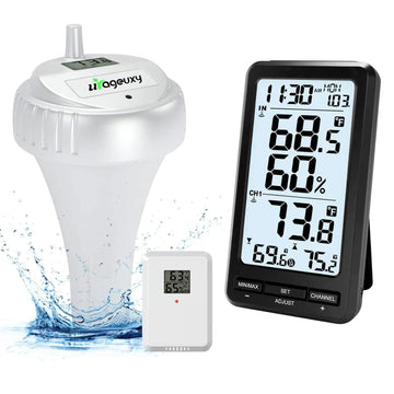 Wireless Digital Pool Thermometer - IPX8 Waterproof Temperature Sensor with 328ft Range & LCD Display Alarm for Hot Tub/Spa