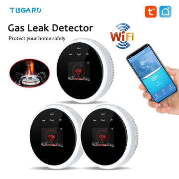 2.4G WiFi Combustible Gas Detector Gas Alarm Sensor Works With Smart Life APP Information Push for Home Kitchen Tugard