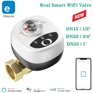 eWelink APP WiFi Smart Valve DN15 /DN20 /DN25 Smart Water / Gas Shutoff Automated Ball Valve Wireless Control Alexa Compatible