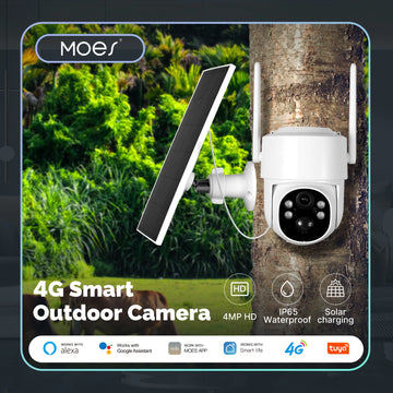 MOES Tuya 4G/WIFI 4MP Surveillance Smart Security Camera Solar Charging IP65 Waterproof Human Tracking Full Color Night Vision