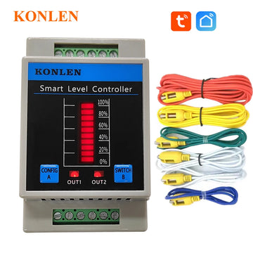 KONLEN Water Level Sensor Tuya WIFI Tank Boiler Level Controller Pool Shower Flow Monitor Smart Life Flood Leak Alarm Detector