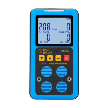 Digital 4-in-1 Gas Detector Oxygen (O2) Hydrogen Sulfide (H2S) Carbon Monoxide (CO) Combustible Gas LEL Monitor Gas Analyzer