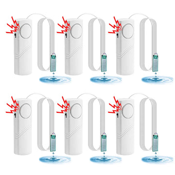 Water Leak Detector Instant 90dB Alarm Flood Sensor 1M Cable Audio Alert Battery Powered for Pipe / Floor / Kitchen / Bathroom