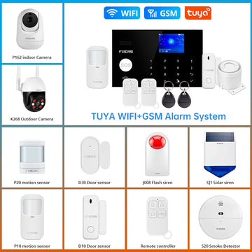 FUERS G30 DIY Tuya Smart WIFI GSM Alarm System Wireless Home Security Alarm System Control Siren Motion Detector Smoke Sensor