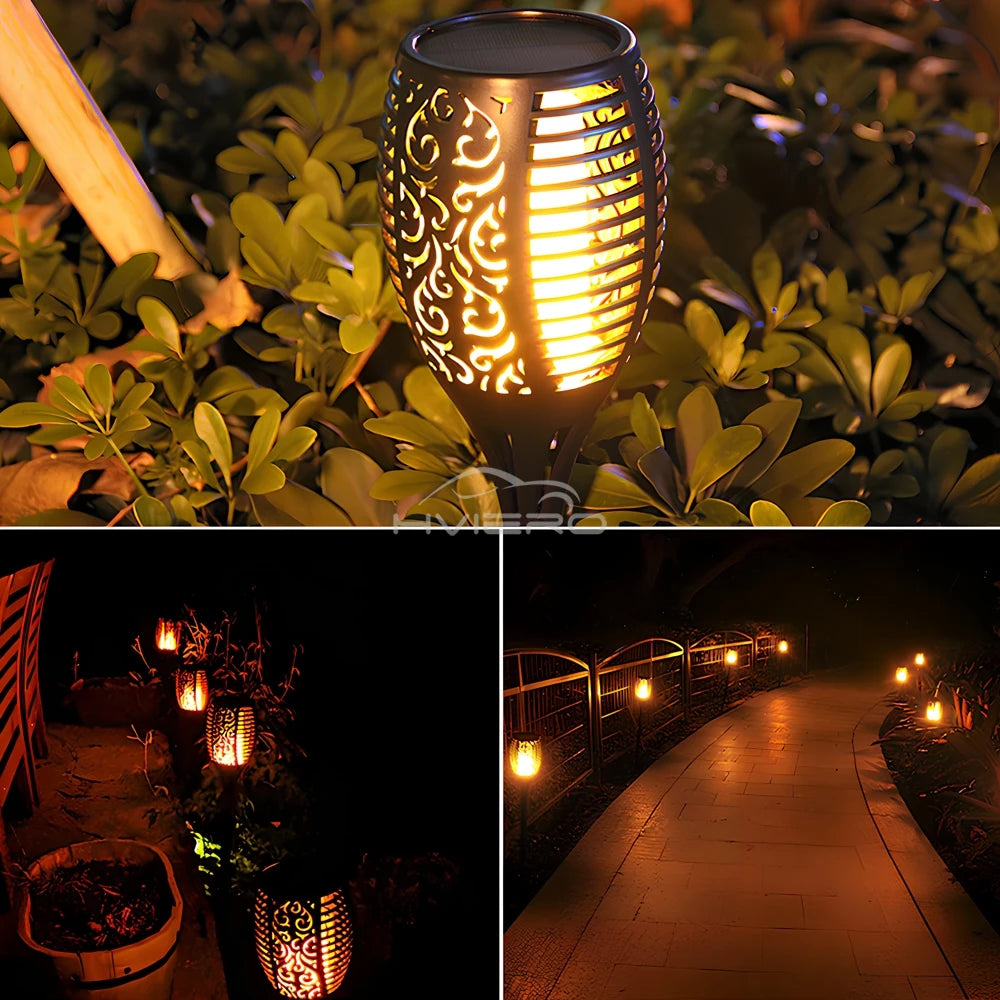 1/2/4/8Pcs Solar Flame Lights 12LED Bulbs Flickering Waterproof Garden Decoration Outdoor Lawn Path Yard Patio Night Floor Lamps