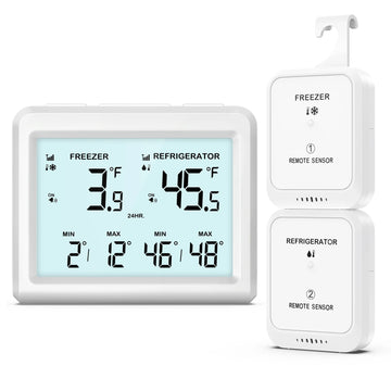 ORIA Digital Refrigerator Thermometer Wireless Freezer Thermometer Fridge Temperature Monitor with 2 Sensor
