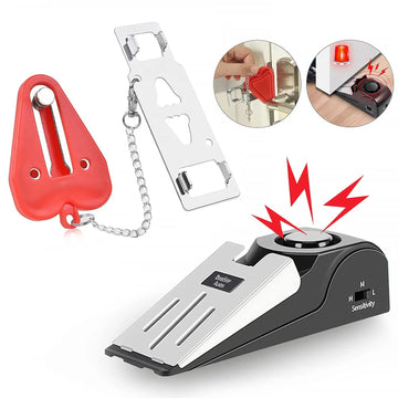 Door Stop Alarm Hotel Door Lock Dual Protection Security Door Kit Door Security Devices Pocket Door Stopper Self Defensey Tool